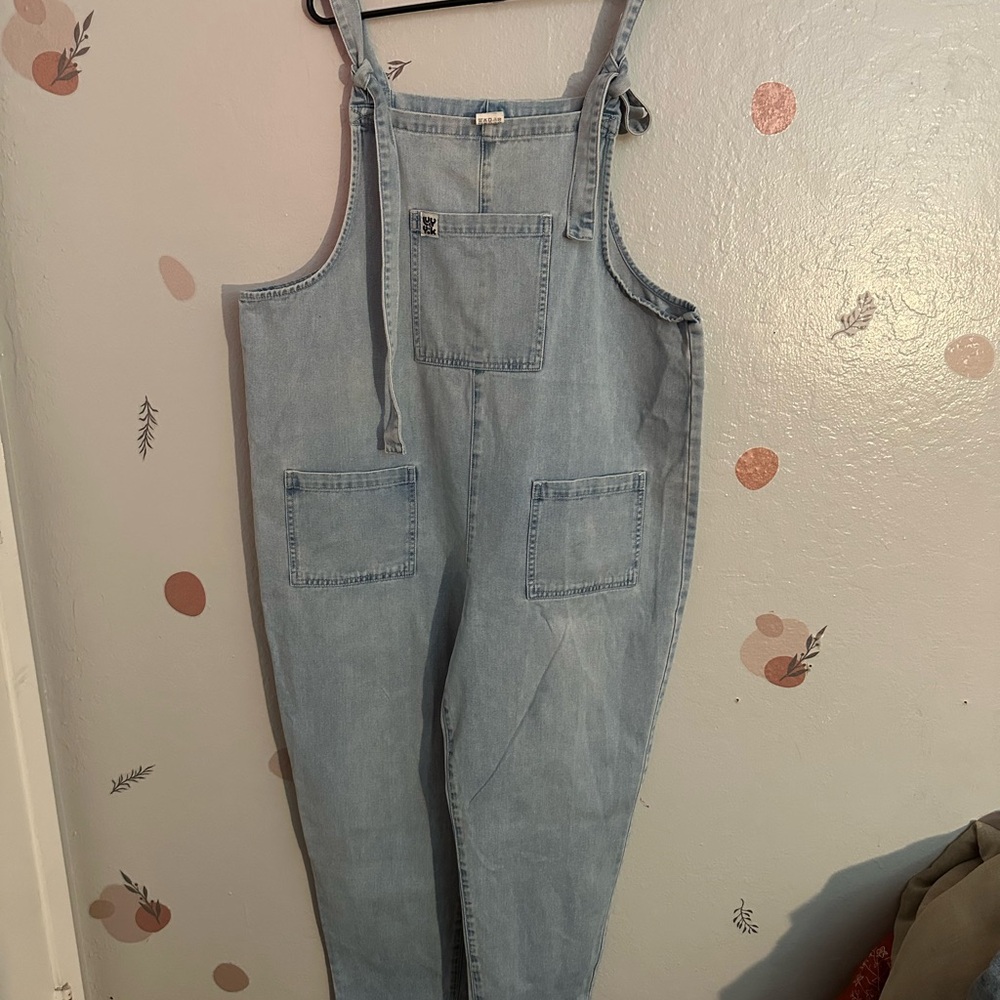 Lucy & Yak Originals Light Wash Denim Overalls Size L/R (Organic Cotton) - Picture 3 of 13